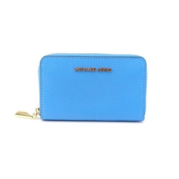 NWT Michael Kors Jet Set Pebble Leather ID Card Coin Wallet South Pacific - Picture 2 of 7